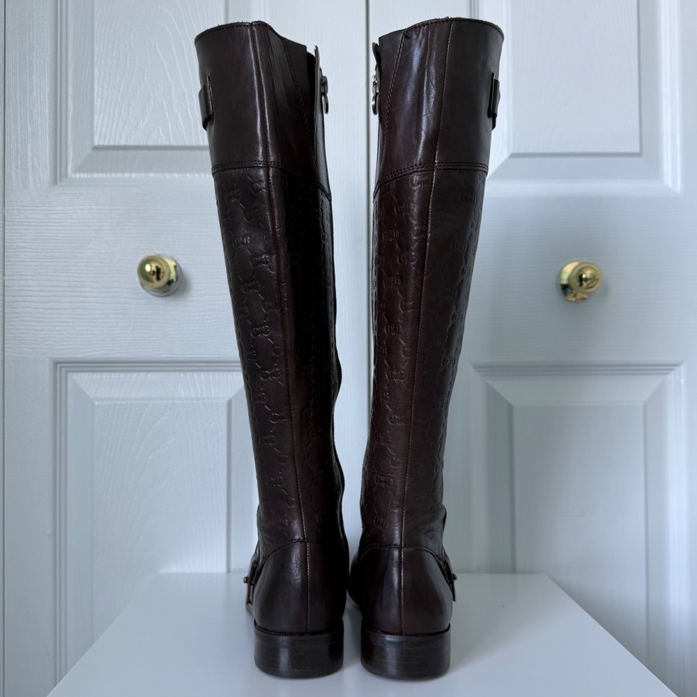 ETIENNE AIGNER | Vintage Leather Monogram E-Gilbert Brown Riding Boots Sz 7 - Picture 4 of 8